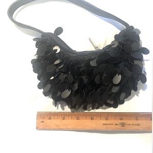EUC vintage mini black beaded & sequined purse